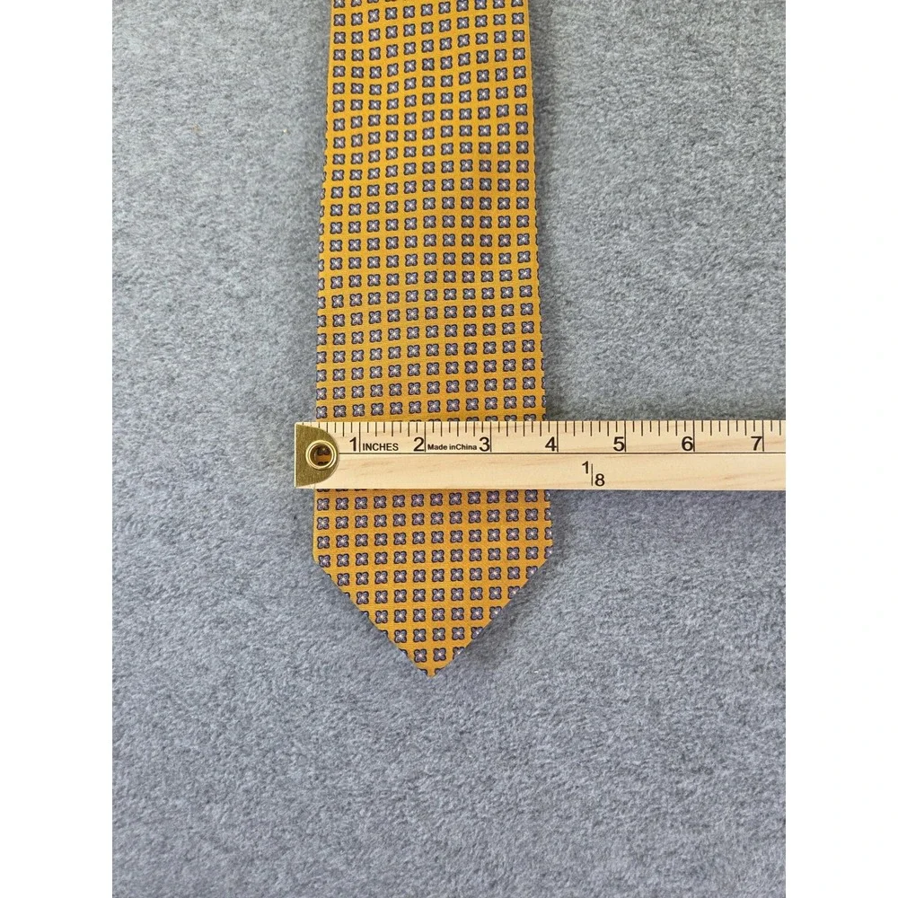 Brooks Brothers 346 Tie Mustard Gold Foulard Ivy League Preppy  Geometric Print